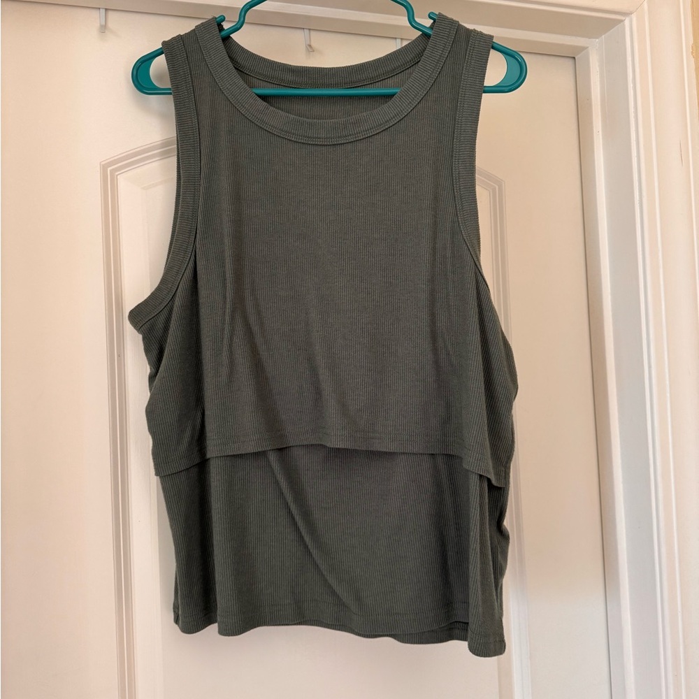 Latched Mama Sleeveless Ribbed Tank Top in Green